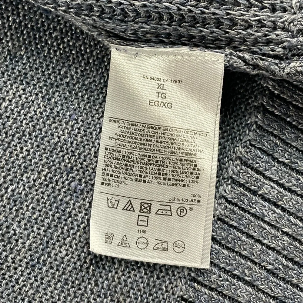 Banana Republic‎ 100% Linen Jacket Men XL Blue Knit Mock Neck Casual Preppy